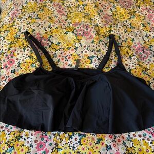torrid Black Swim Top with Ruffle Detail